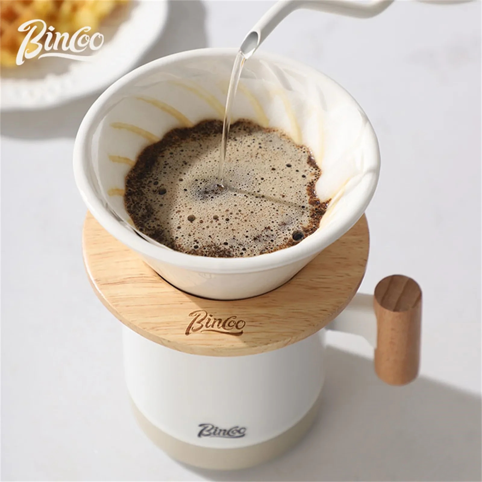 

BINCOO Simple Style Hand-brewed Ceramics Coffee Pot Filter Cup Set Reusable Home Coffee Filter Funnel Dripper Barista Accessorie