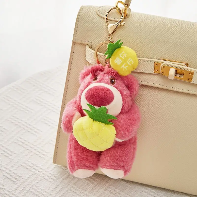 Disney perfumado Lotso Hold fruta colgante de felpa niñas niños dibujos animados oso juguetes de peluche llaveros bolsa mochila llaveros rellenos
