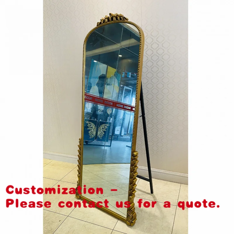 

Customize.French Vintage European Style Fitting Mirror Full Body Dressing Mirror Arched Carved Home Bedroom Wall Mounted Floor