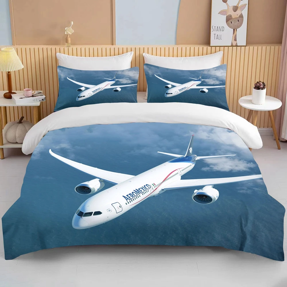 

fashion 3D Printed Airplane Plane Bedding Set Cartoon Duvet Covers With Pillowcases Soft Bedclothes Custom Bed Linen Drop Ship