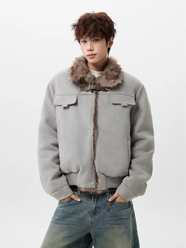 

Мужская утепленная стеганая куртка с воротником из искусственного меха, на пуговицах, с прямым подолом, теплая, повседневная, с длинными рукавами, цветная