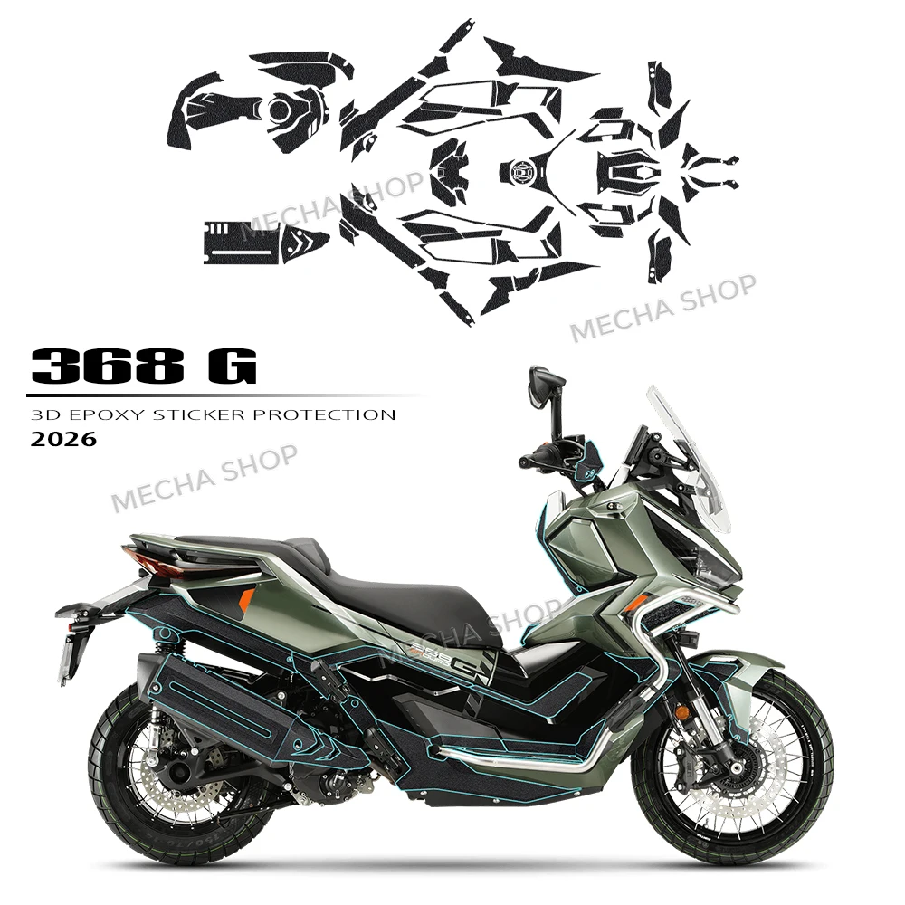 

For Zontes 368 G 2026 Motorcycle Rubber Fuel Sticker Scooter Tank Protector Cover Decal Accessori Waterproof