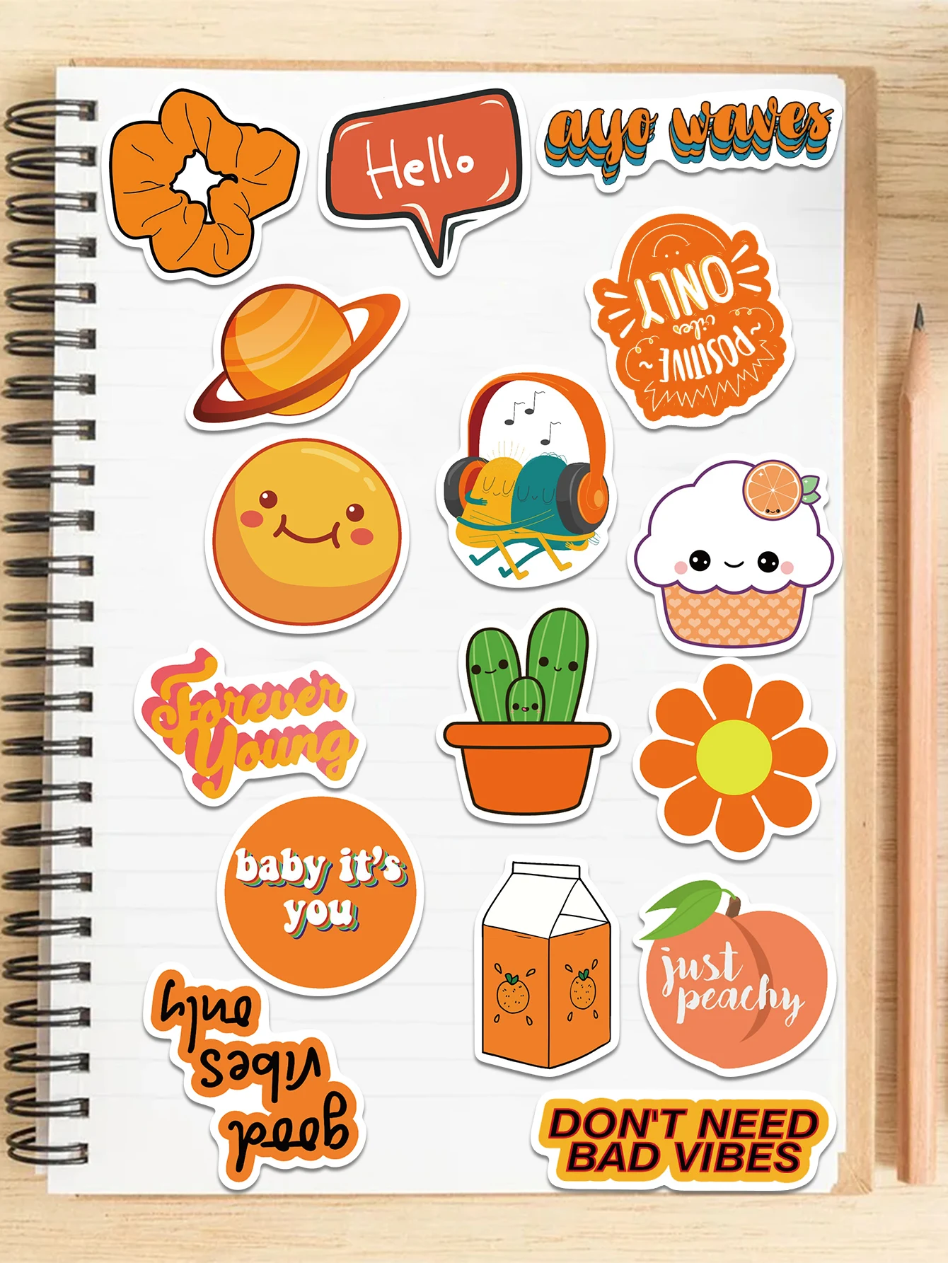 50pcs orange little fresh sticker cartoon decoration suitcase Skateboard guitar DIY helmet notebook PVC waterproof sticker