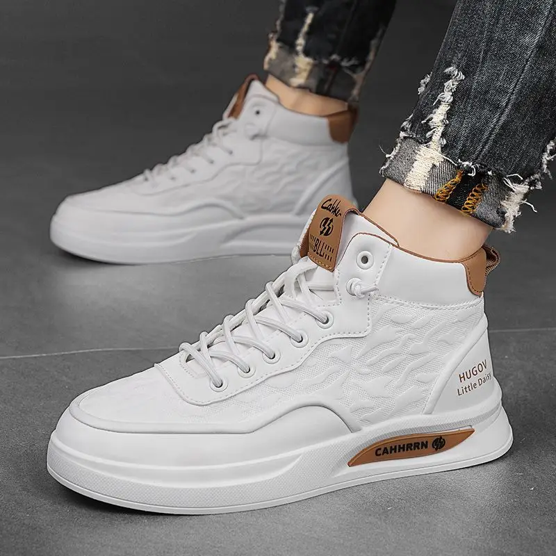 

Весенне-осенние мужские ботинки без шнуровки с высоким вырезом в стиле ретро. Мужская обувь. Повседневные дизайнерские кроссовки в акции. Классическая новая обувь.