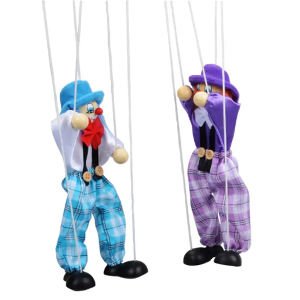 Marionetas de dedo de mano de payaso, marionetas de madera, juguete de actividad conjunta, muñecas Vintage divertidas, juguetes clásicos de 25cm, Muppets para bebés