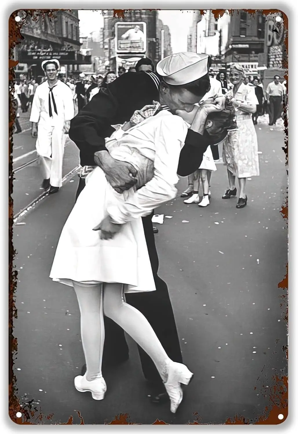 סימן מתכת וינטאג' של סיילור קיסינג אחות שחור לבן פוסטרים רטרו קיר דקור ציור למועדון בית חדר שינה בר