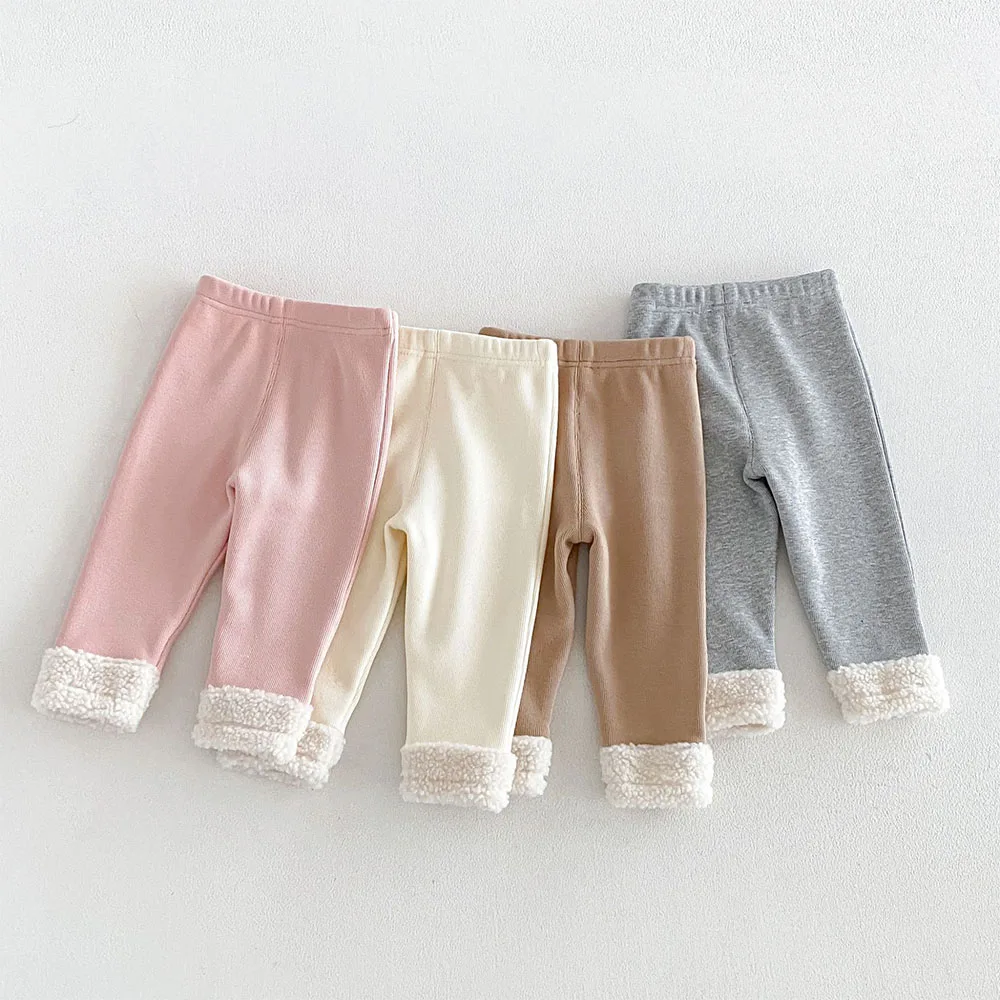 Warm Leggings For Girls Fleece Thicken Children Clothes Fashion Embrodiery Snow Toddler Girl Pants
