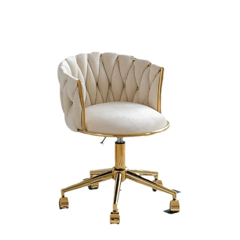

Light Luxury Makeup Chair Bedroom Dressing Stool Household Golden Nail Art Computer Book Table