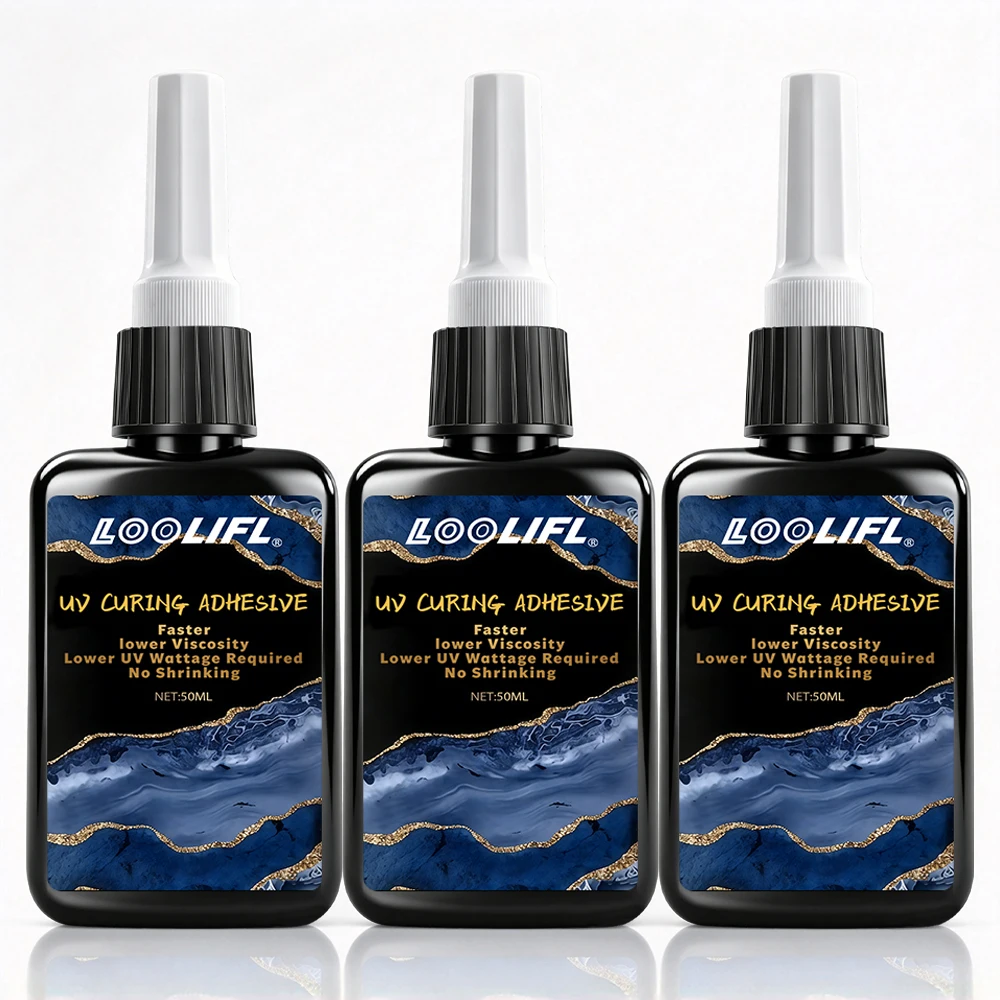 50ml UV Curing Adhesive Low Viscosity No Shrinking Fast Cure UV Glue for Glass  Metal  Acrylic  DIY Jewelry Repair UV Resin Glue