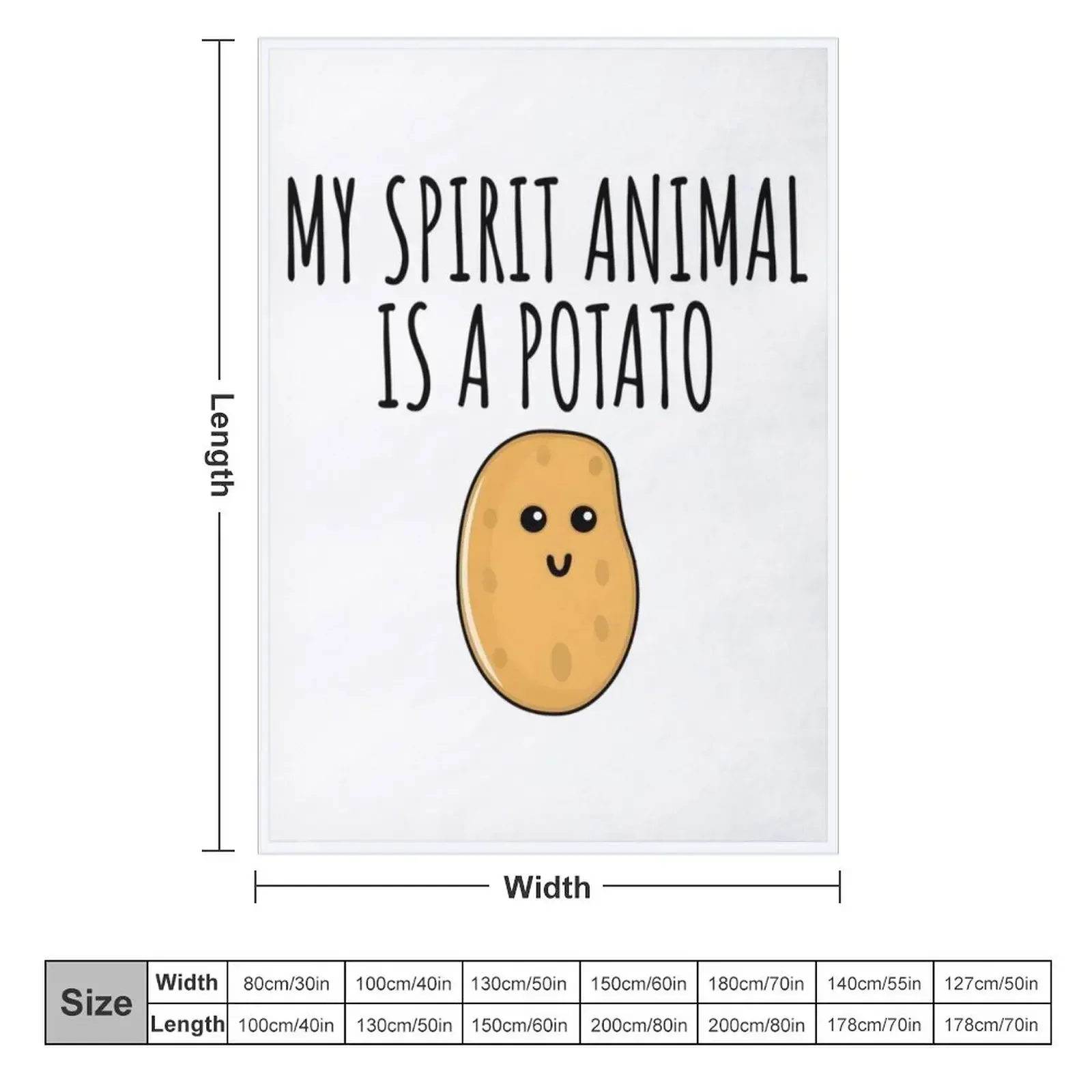 My Spirit Animal Is A Potato Throw Blanket couch cozy soft plush fuzzy picnic outdoor blanket