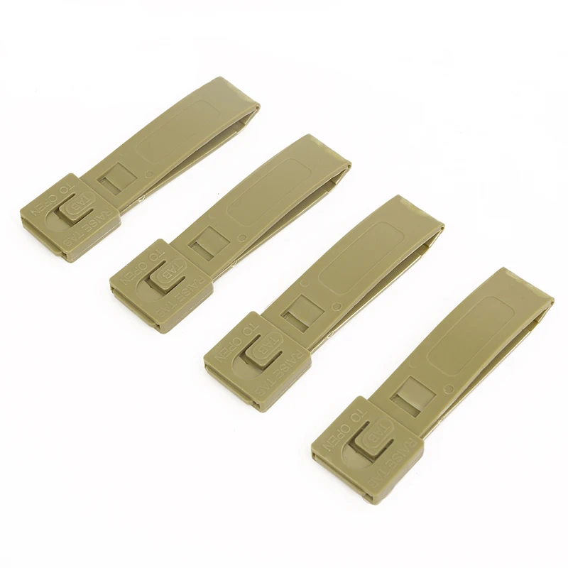 Emersongear 4PCS/Set Short Malice Clips Tactical Bag Pouch MOLLE Connection Strap Short Version Outdoor Hunting Vest Airsoft TAN
