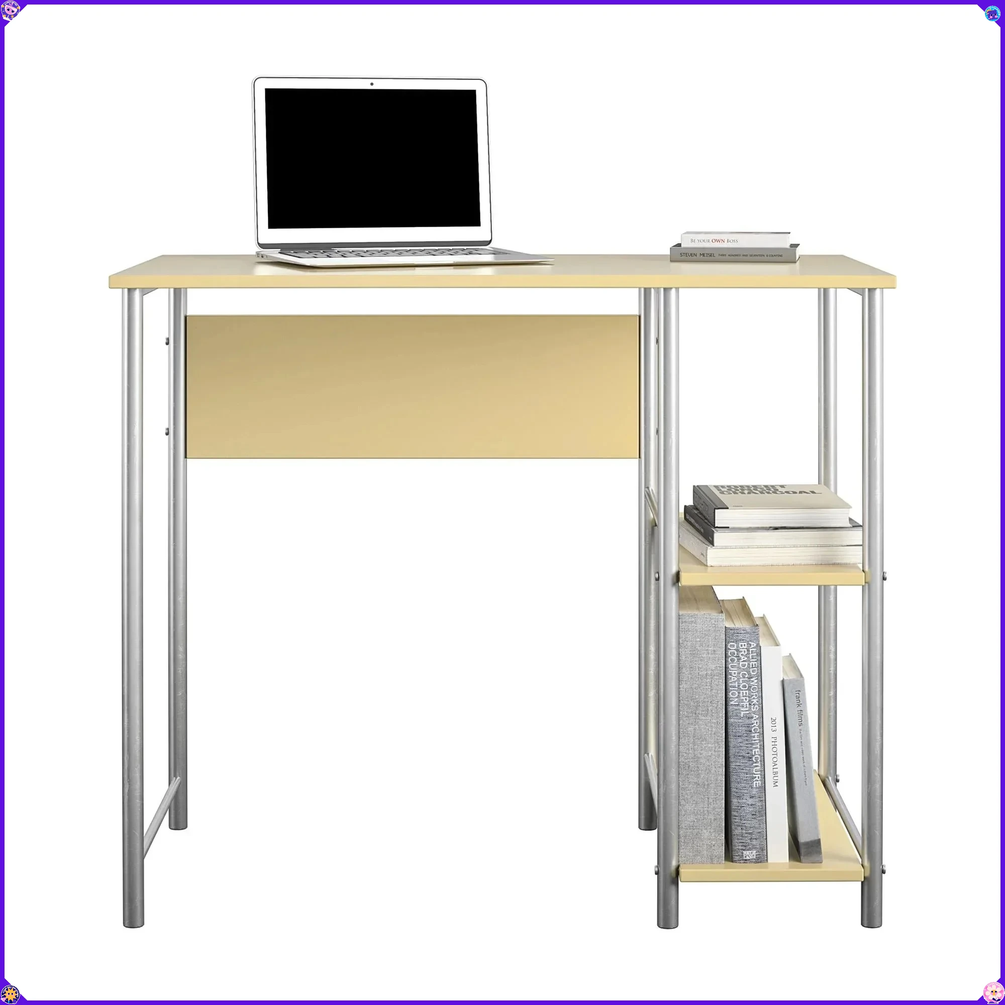 

Yellow Metal Student Desk, Basic Computer Desk with Study Workstation, Compact & Durable for Dorm Bedroom
