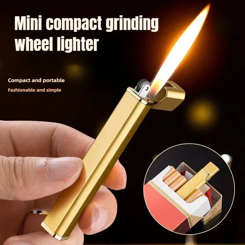 Ultra-thin and Compact Grinding Wheel Lighter, Metal Open Flame Lighter, Beautiful, Portable, Can Be Placed in A Cigarette Case