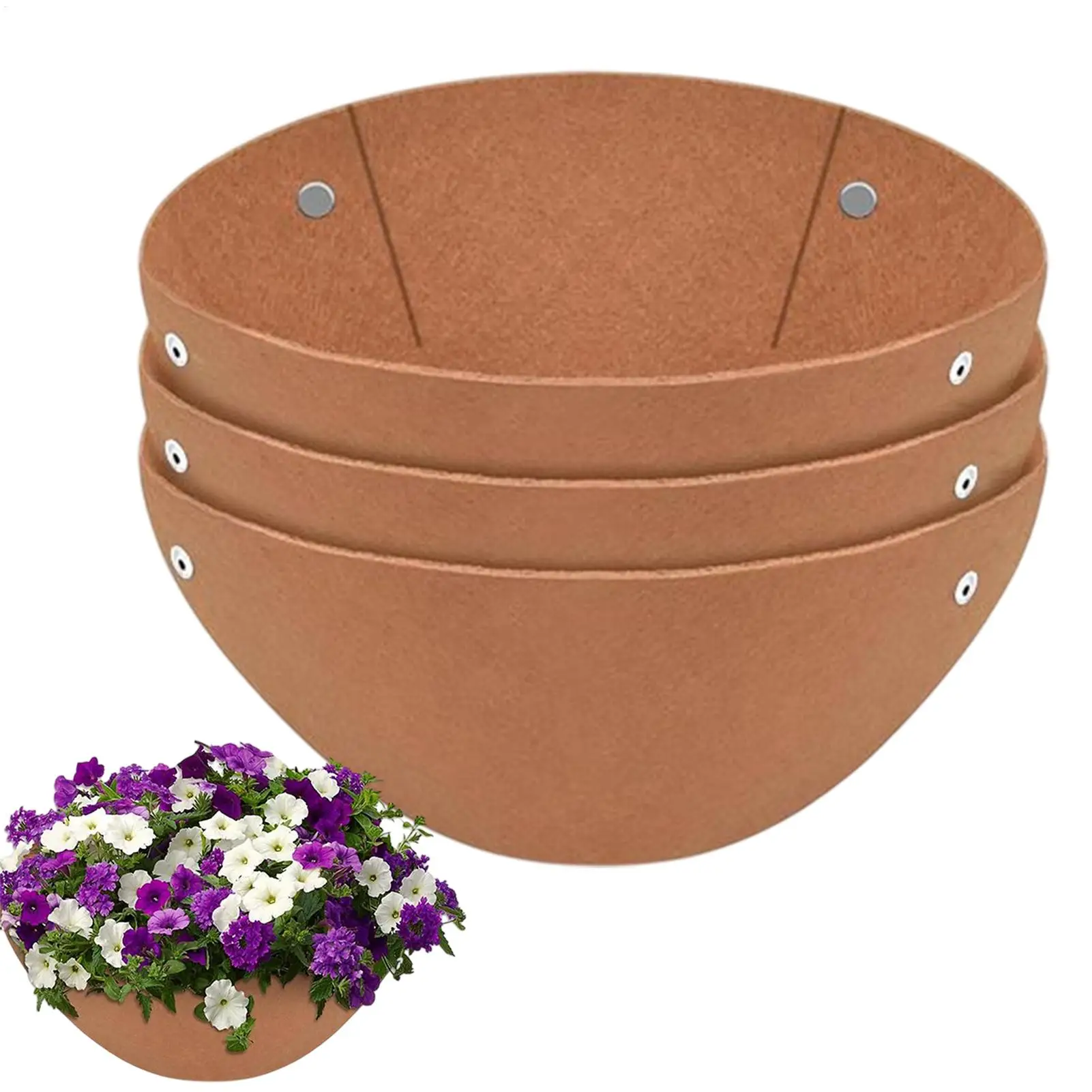 Plant Liners 3 Pieces Flowerpot Felt Mat Breathable Round Basket Liners For Window Garden Flower Bed Reptiles Orchid Staghorn