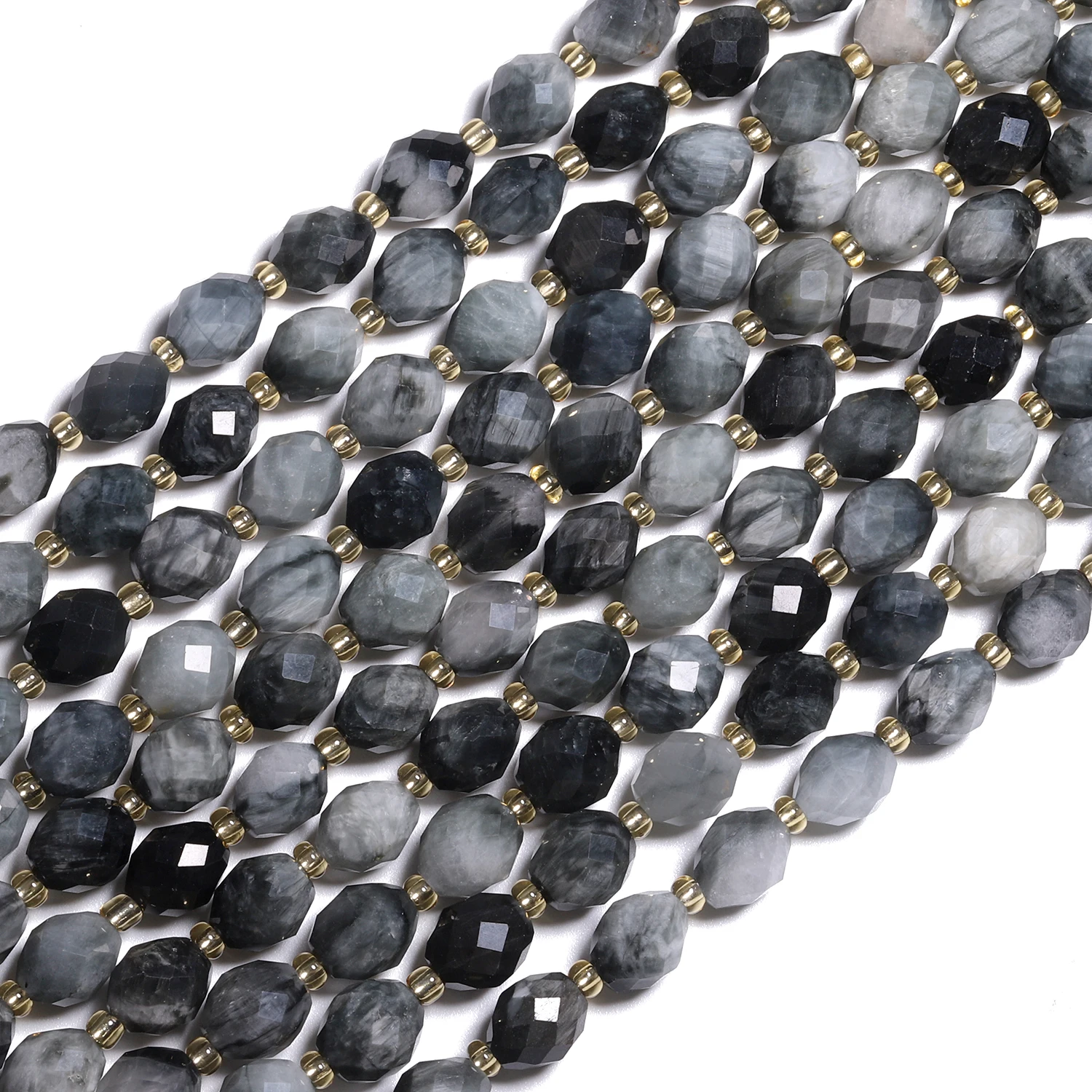 8x6mm AAA Faceted Oval Grey Hawk Eye Beads Natural Stone Rice Shape Spacer Beads For Jewelry Making Supplies DIY Charms Bracelet