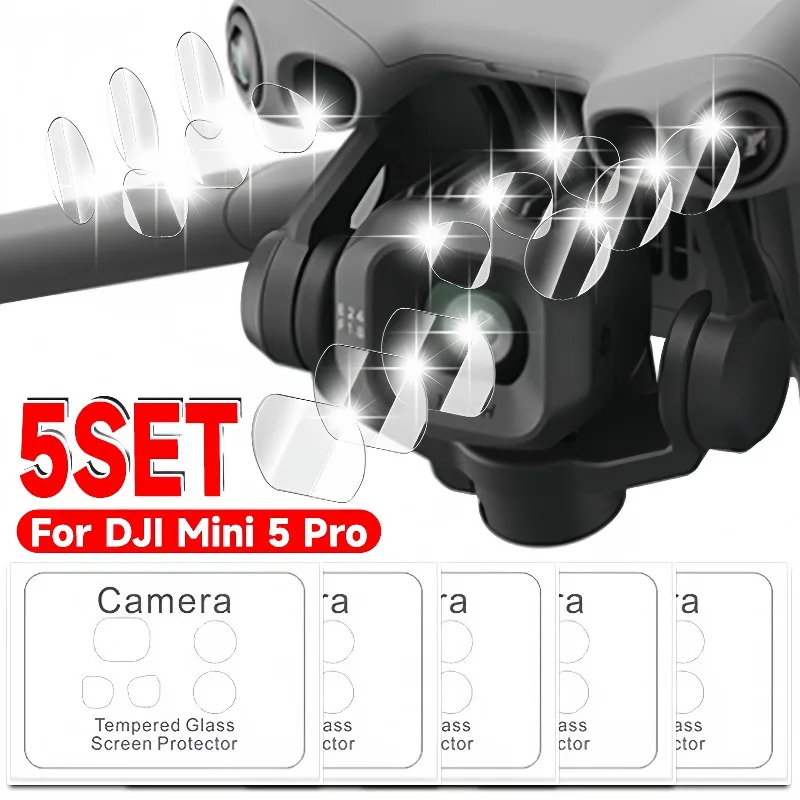5-1Sets Lens Film for DJI Mini 5 Pro Drone Camera Tempered Glass Camera Lens Protective Anti-Scratch Films for DJI Mini 5Pro Pro