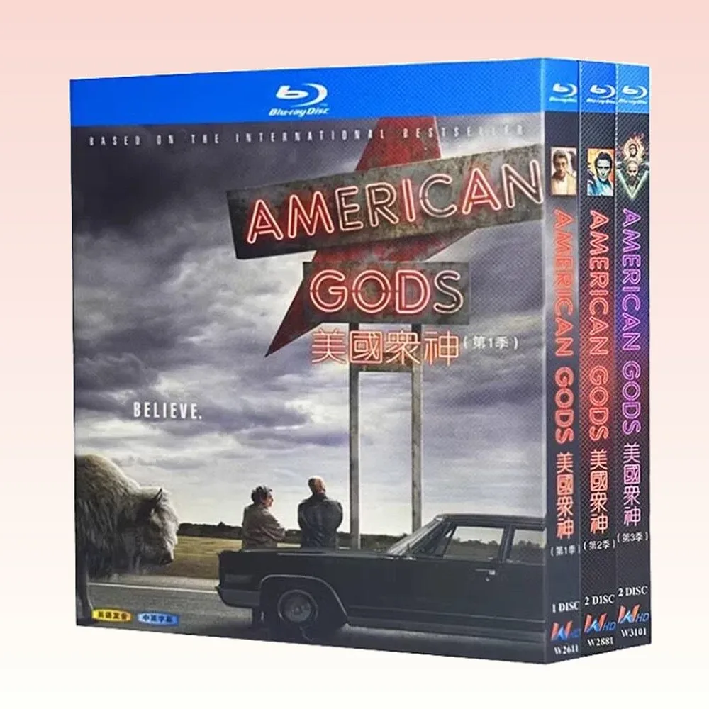Сериал «Американские боги», сезоны 1-3, на Blu-ray HD-дисках, в комплекте с английскими и традиционными китайскими субтитрами