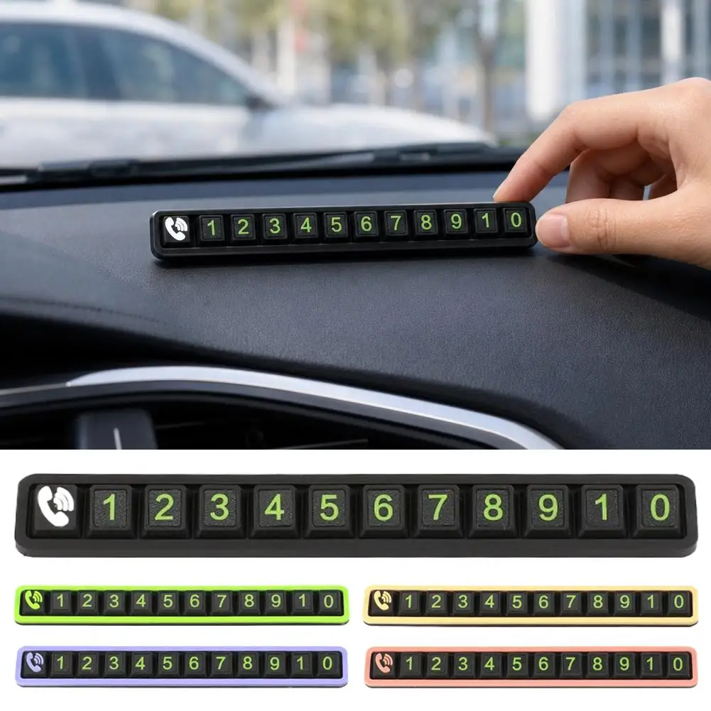 Car Temporary Parking Card Night Vision Number Plate Anti-Heat PVC Latex Parking Sign with Green Digits for Daily Commuters