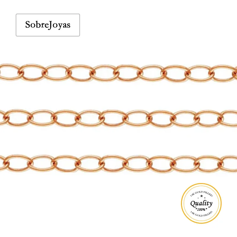 

14-каратное розовое золото, заполненная шириной 2,6 мм, кабельная цепочка, незавершенная для удлинителей по ногу, оптовая продажа, оптовая продажа, фурнитура для ювелирных изделий своими руками