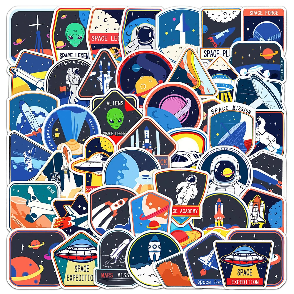 

10/30/50pcs Cool Outer Space Astronauts Stickers Cartoon Spaceship Sticker Skateboard Notebook Motorcycle Decals Fun for Kids