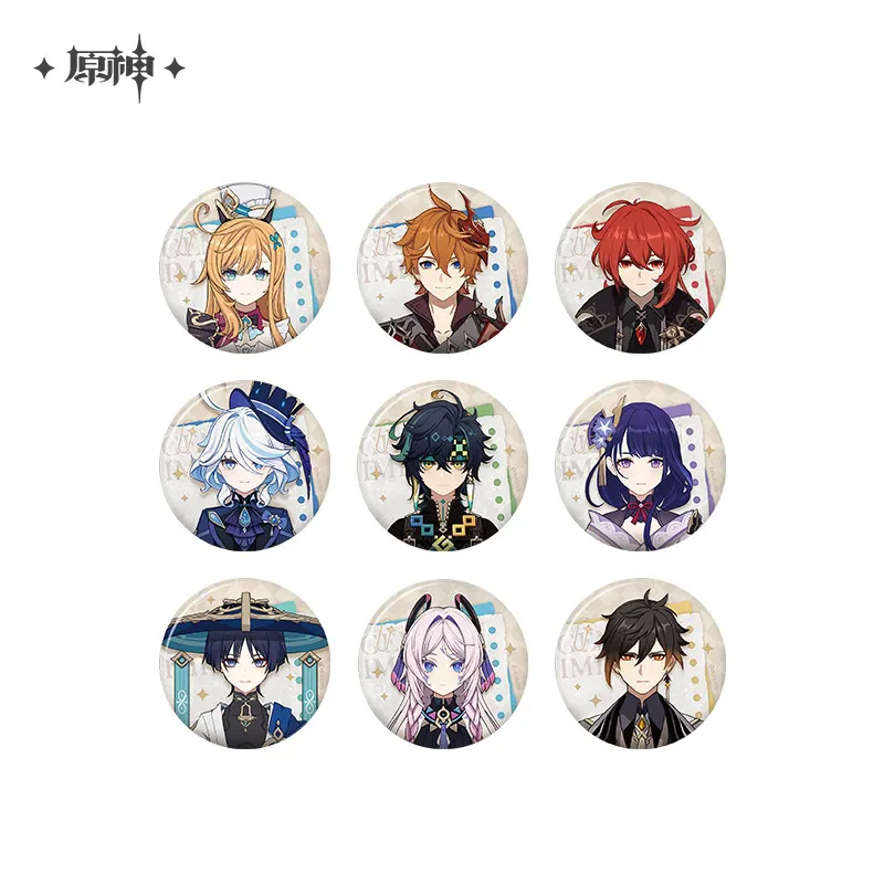 

miHoYo Official Game Genshin Impact Tinplate Badge Zhongli Wanderer Tartaglia Furina Anime Prop Cartoon Brooch Cosplay Xmas Gift