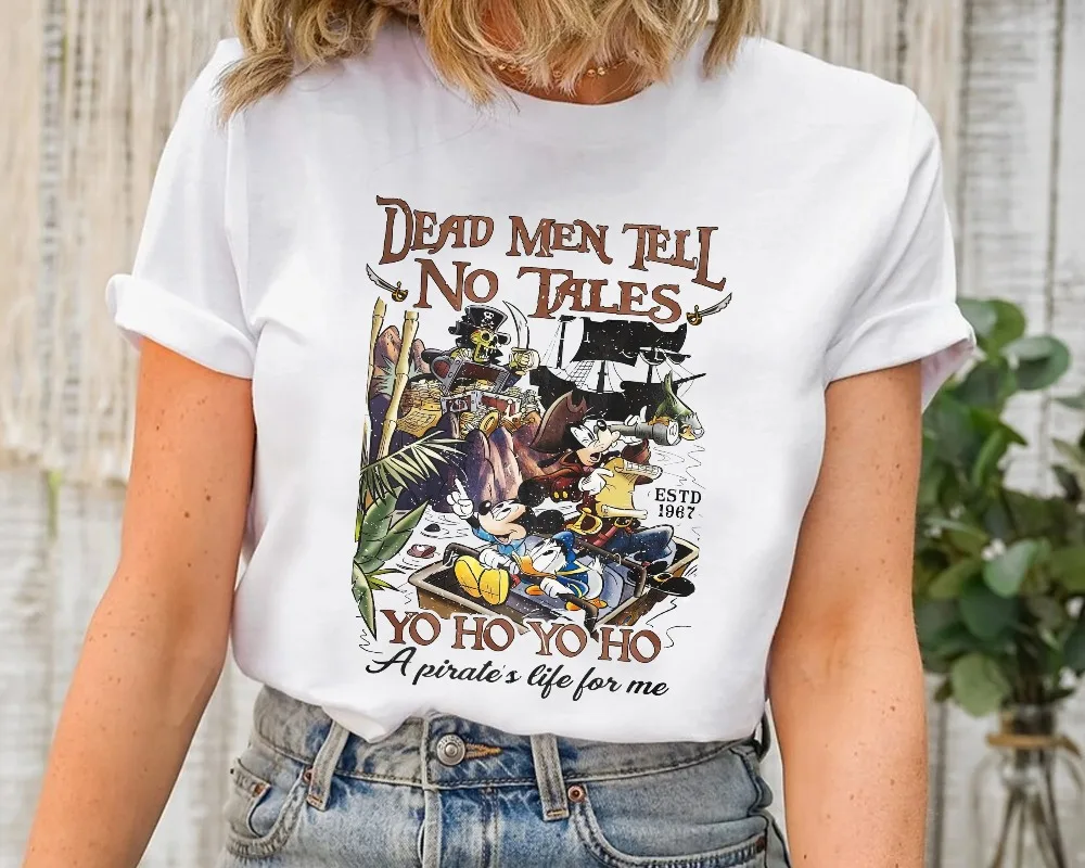 

Disney Pirates of the Caribbean Dead Men Tell No Tales Shirt Mickey and Friends Vintage Shirt A Pirate's Life For Me Tee