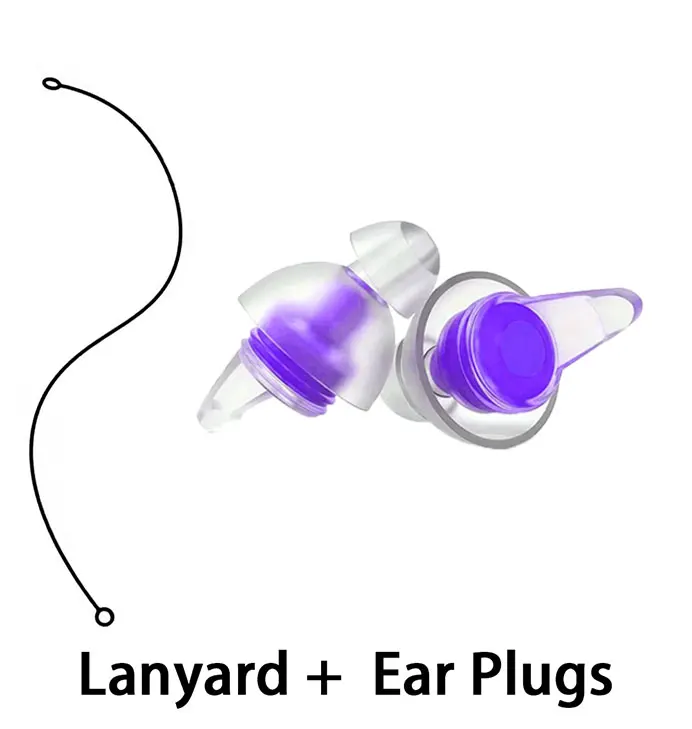 High Fidelity Noise Cancelling Ear Plugs with Silicone Lanyard Washable & Reusable for Musicians Motorcycles Sleeping Work & Stu