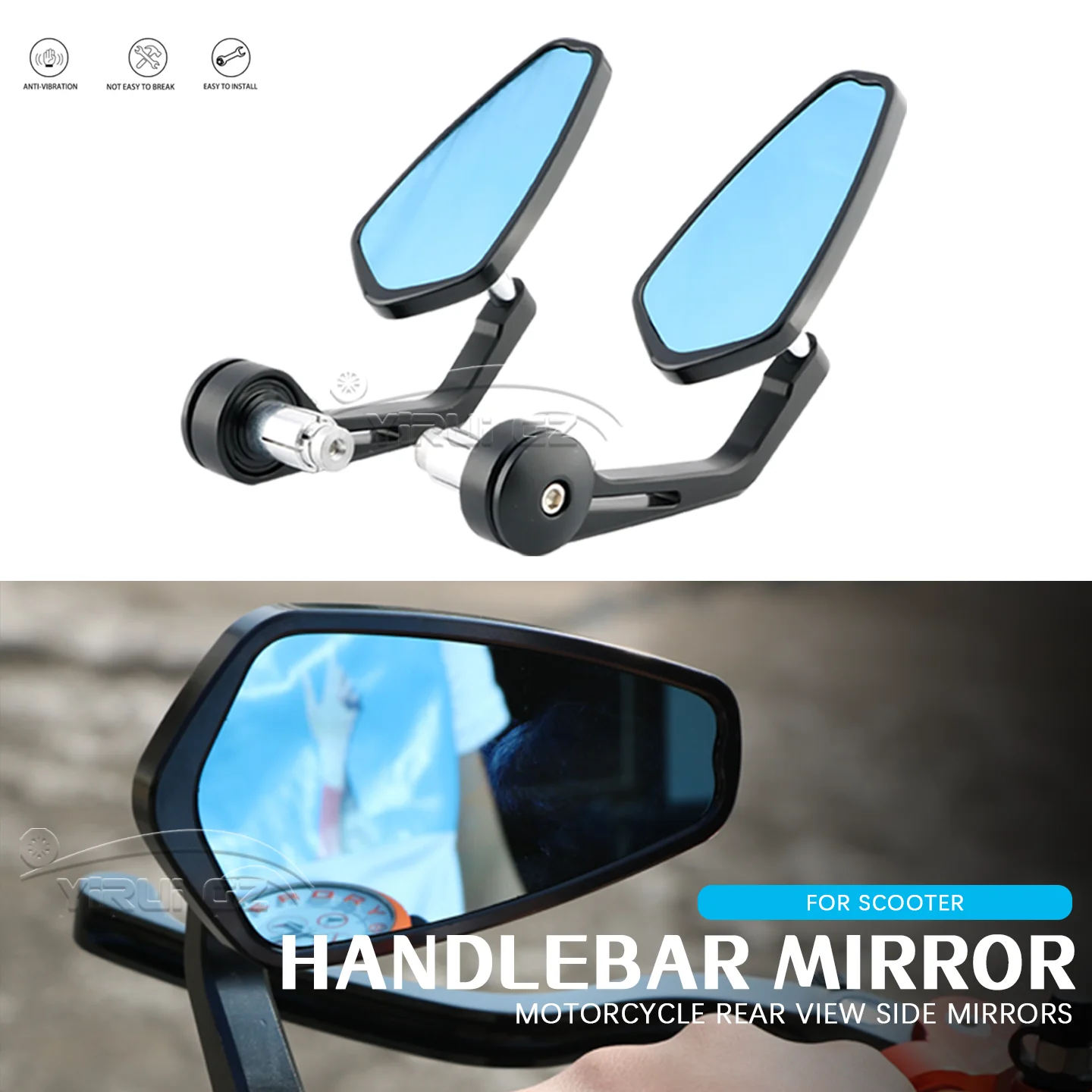 

Зеркало заднего вида для мотоцикла, 7/8 дюйма, на руль, универсальное, боковое, для скутера