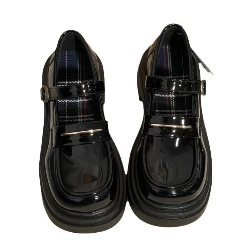 Wome\'s Shoes Low Heels Fashion Platform Women Pumps Solid Colors Mary Jane Shoes British Style Leather Shoes