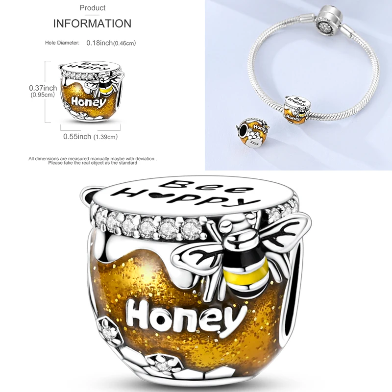 925 Sterling Silber Lebensmittel-Charm-Perlen Erdbeere Pilz Honig Kaffee Cocktail Gumball DIY Armband Halskette Geschenk für Frauen – Detail 35