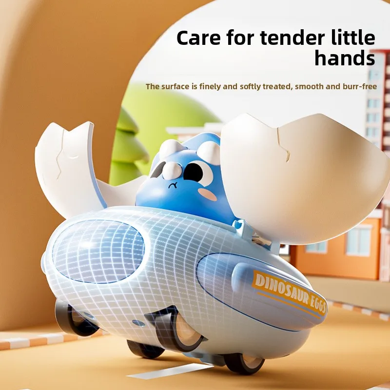 2025 Nuevo coche de juguete para niños: coche de dinosaurio de inercia/pull-back, deformación de colisión, forma de huevo de dinosaurio, duradero, carreras divertidas,