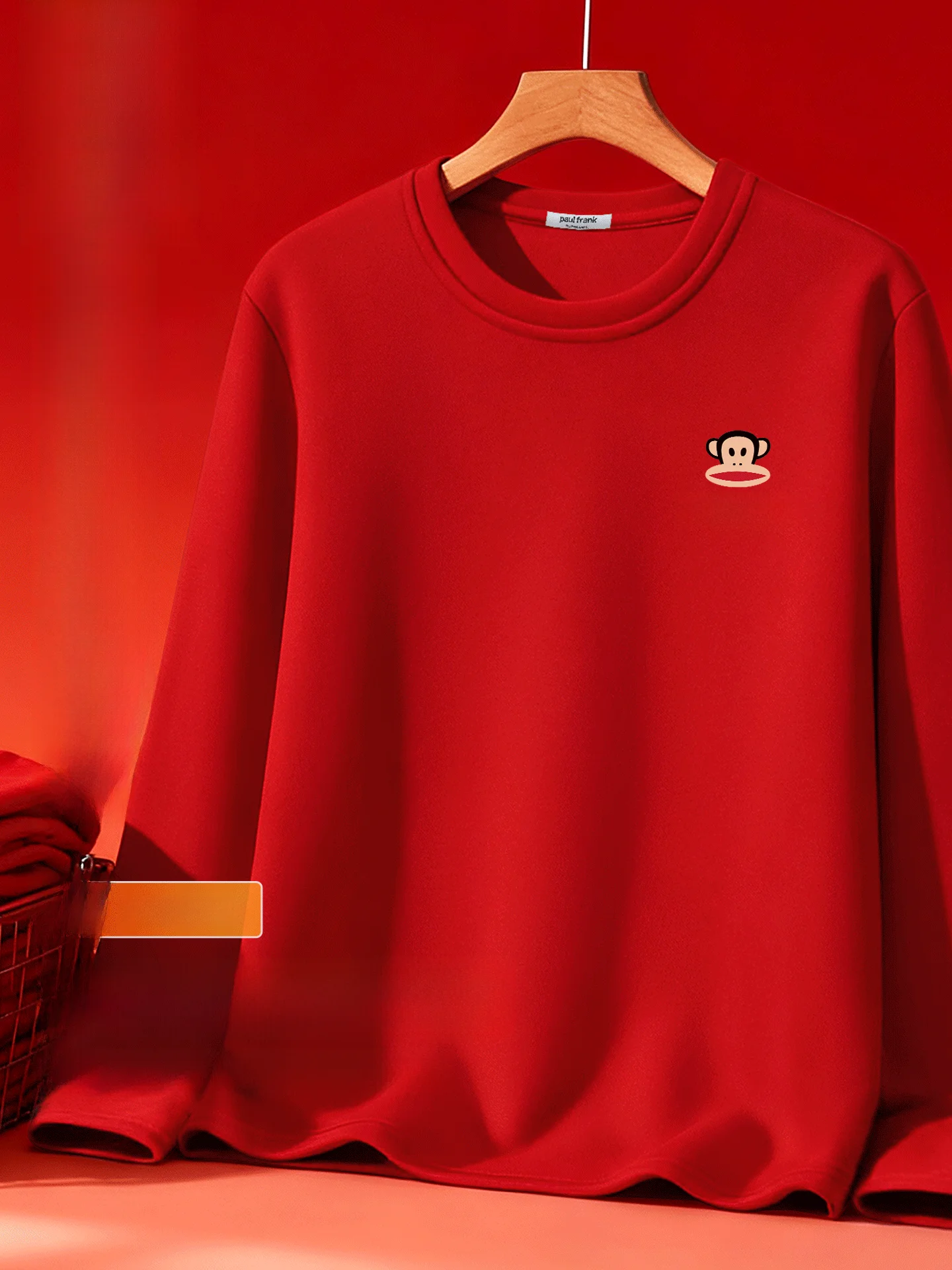 

Мужская теплая зимняя футболка с длинным рукавом, на флисовой подкладке, с круглым вырезом, красная, для повседневной носки, в стиле Cleanfit