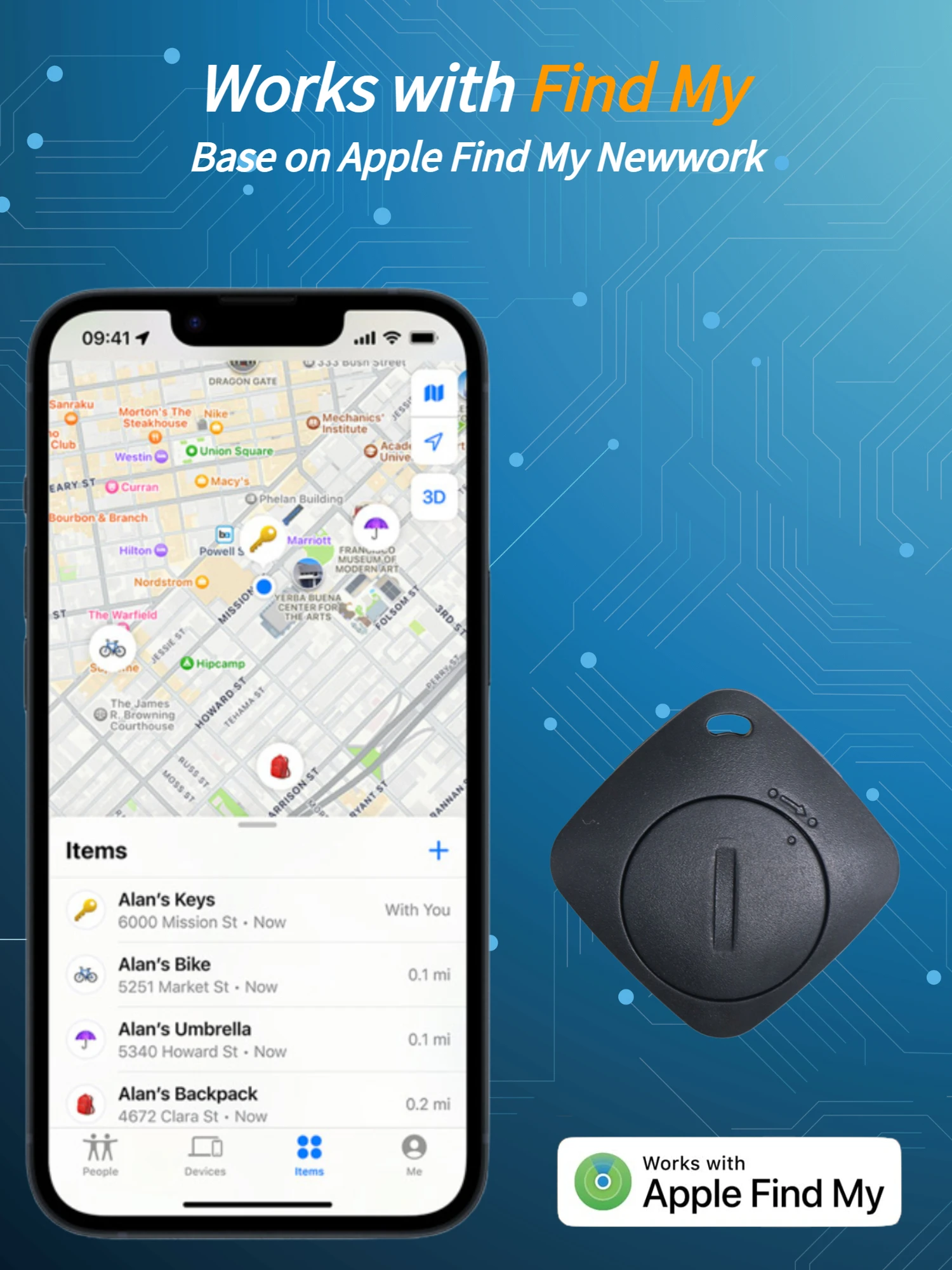 Smart Bluetooth GPS Tracker Works with Find My APP Anti Lose Reminder Device for Iphone Replacement Locator MFI Rated