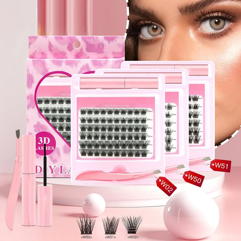 

6 Rows Lash Clusters Kit Fluffy Individual Lashes C Curl Cluster Eyelash Extensions DIY Lash Extension Kit Lash Bond and Seal