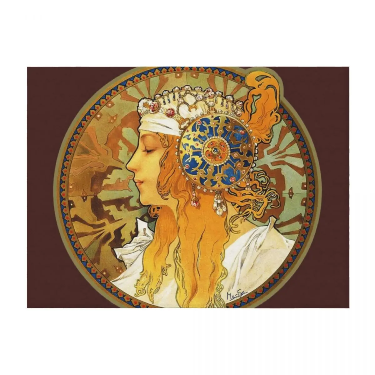 

HD Byzantine Heads: Blonde (1897) Mucha T shirts/Pillows/and more Throw Blanket Beach Picnic Softest Blankets
