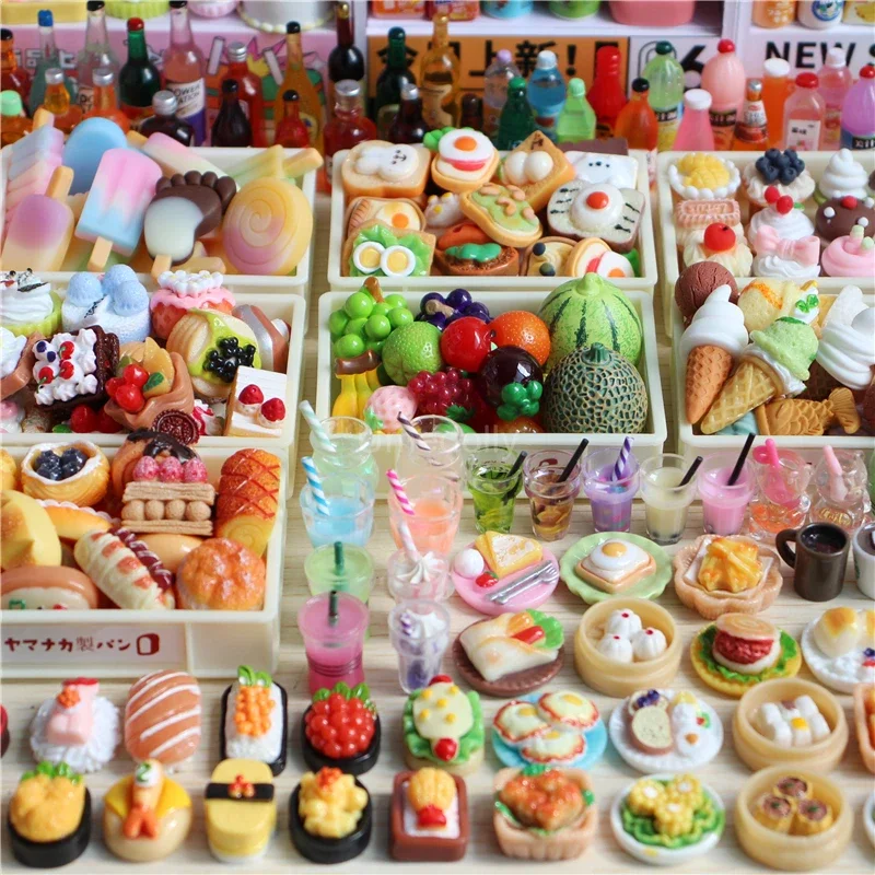 1/6 Assort Miniature Dollhouse Food and Drinks Mini Supermarket Bread Cake Snacks for Blyth BJD Doll Accessories Girl Toy