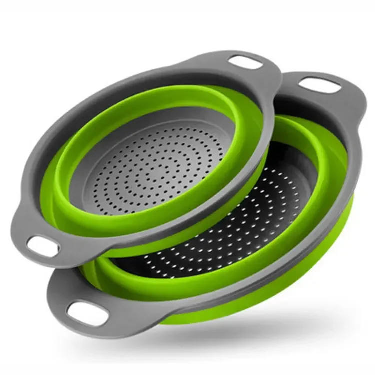 

2PCS/SET Foldable Drain Basket Fruit Vegetable Washing Basket Strainer Collapsible Colander With Handle Kitchen Storage Tools