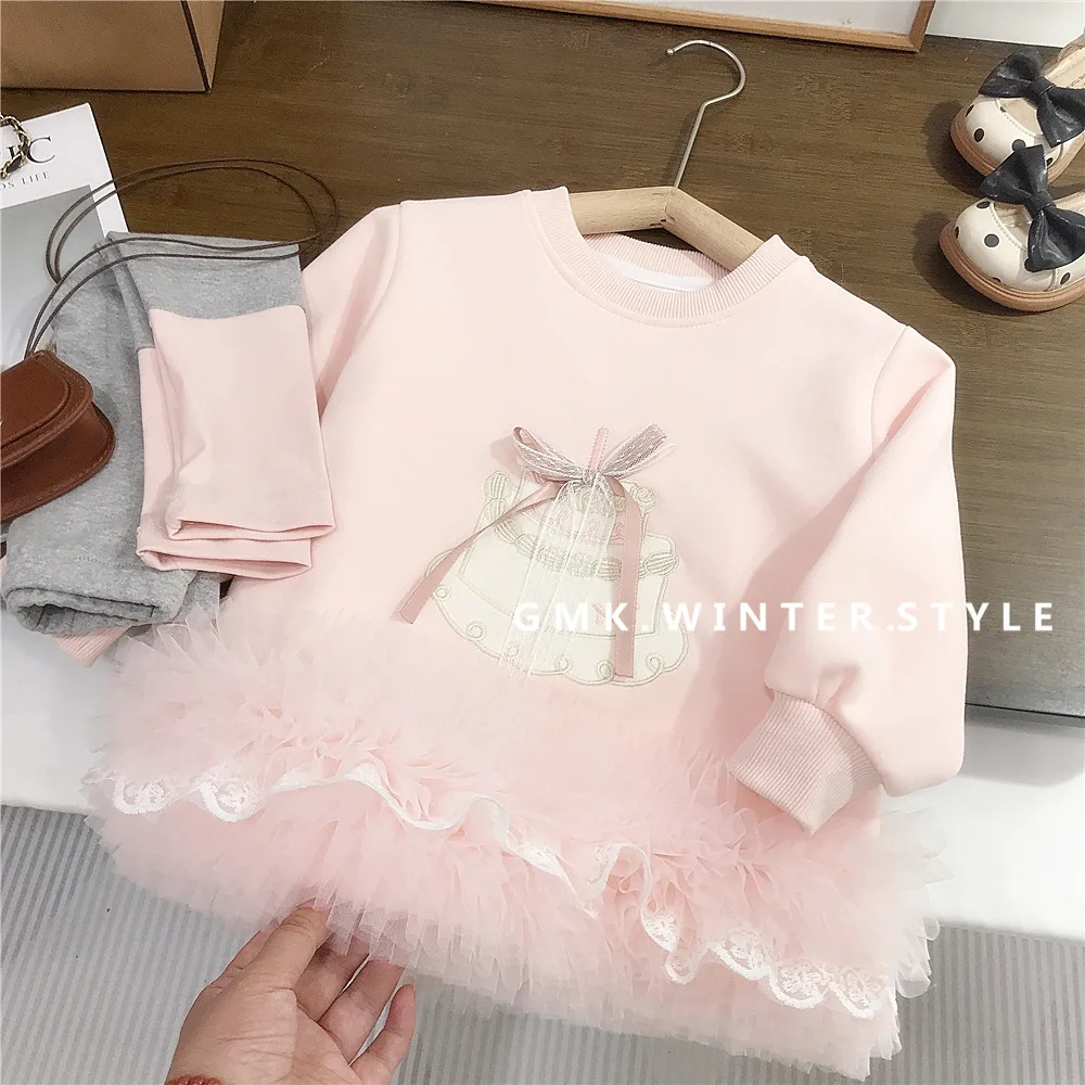 

Girls Spring and Autumn Dress Set Fashion Cotton Knitted Hoodie Casual Leggings 2025 New Baby Autumn Two Piece Set