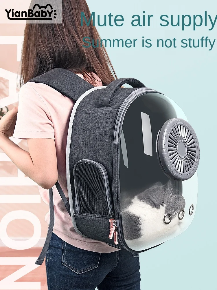 Bolsa de gato al aire libre portátil mochila bolsa de escuela gato ver a través de la cápsula espacial verano ventilado mascoCD