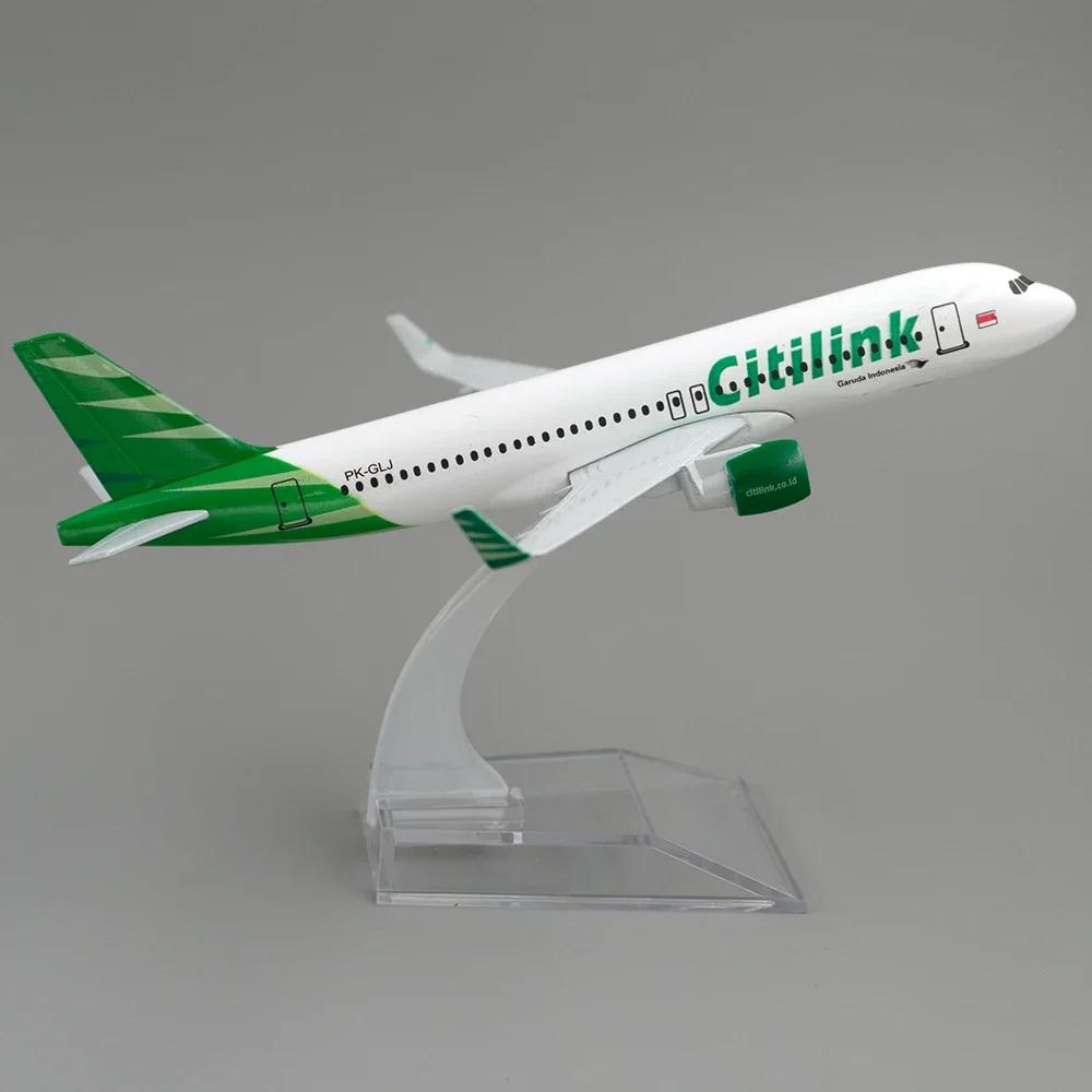 1/400 Aircraft Citilink Indonesia Airbus A320 16cm Alloy Plane Model Toys Children Kids Gift for Collection Home Decoration