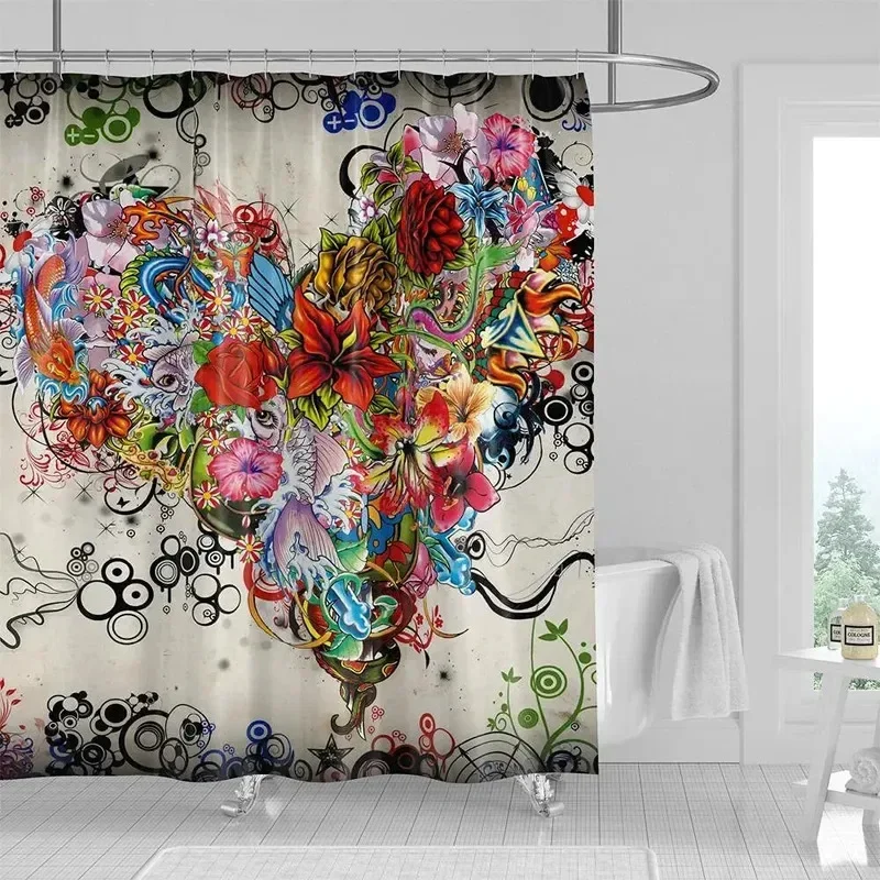 

Vibrant Floral Lion Art Bath Curtain - High-Quality Waterproof and Mildew-Proof Bathroom Decor for a Bold Home Statement