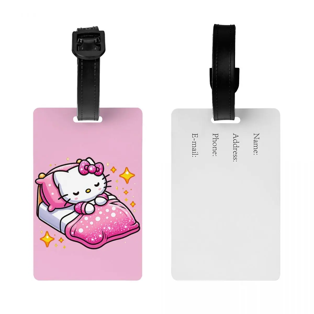 ที่กําหนดเองน่ารักการ์ตูนแมว Hello Kitty แท็กกระเป๋าเดินทางที่มีนามบัตรความเป็นส่วนตัวปกป้าย ID สําหรับกระเป๋าเดินทางกระเป๋าเดินทาง