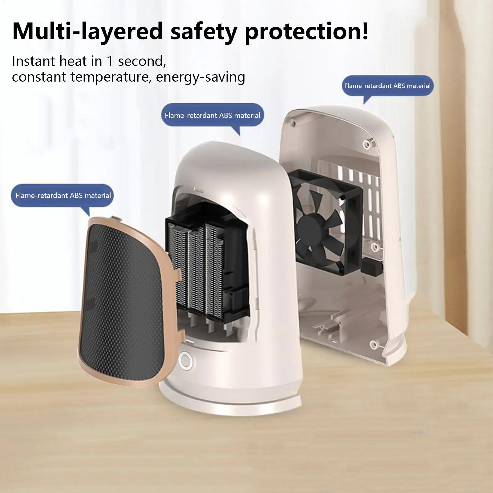 Electric Space Heater Smart Double-Speed Fast-Heating Electric Heater For Bedroom For Elderly Women Men Adults Seniors Study