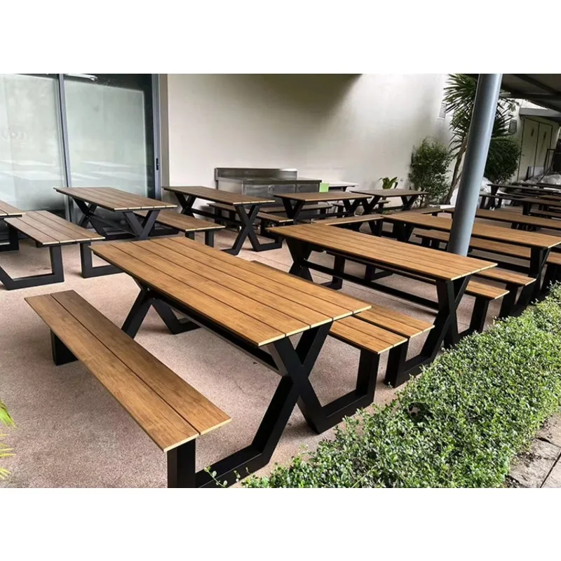High Quality Outdoor Aluminium Garden Table and Bench Outdoor Table With Benches Garden Table Sets