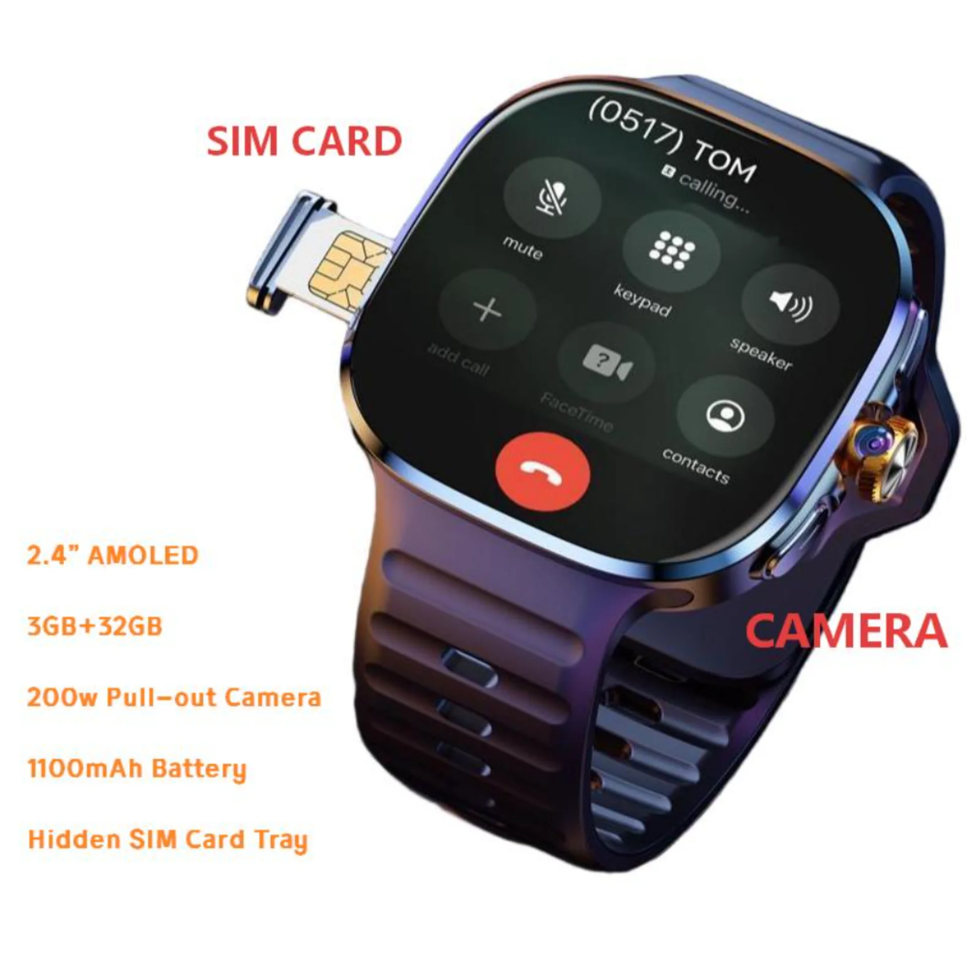 YYM99 AI smartwatch 5G network insertable SIM card 2.4