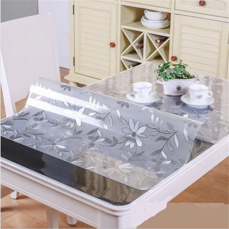 

1.5mm Transparent PVC Tablecloth Oilproof Glass Soft Cloth Table Cover Waterproof Insulate Table Mat for Kitchen Dining Room