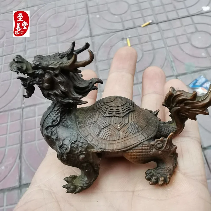 

Trendy Live Streaming Stall Source Antique Collectible Living Room Decoration Copper Eight Trigrams Dragon Turtle Ornament