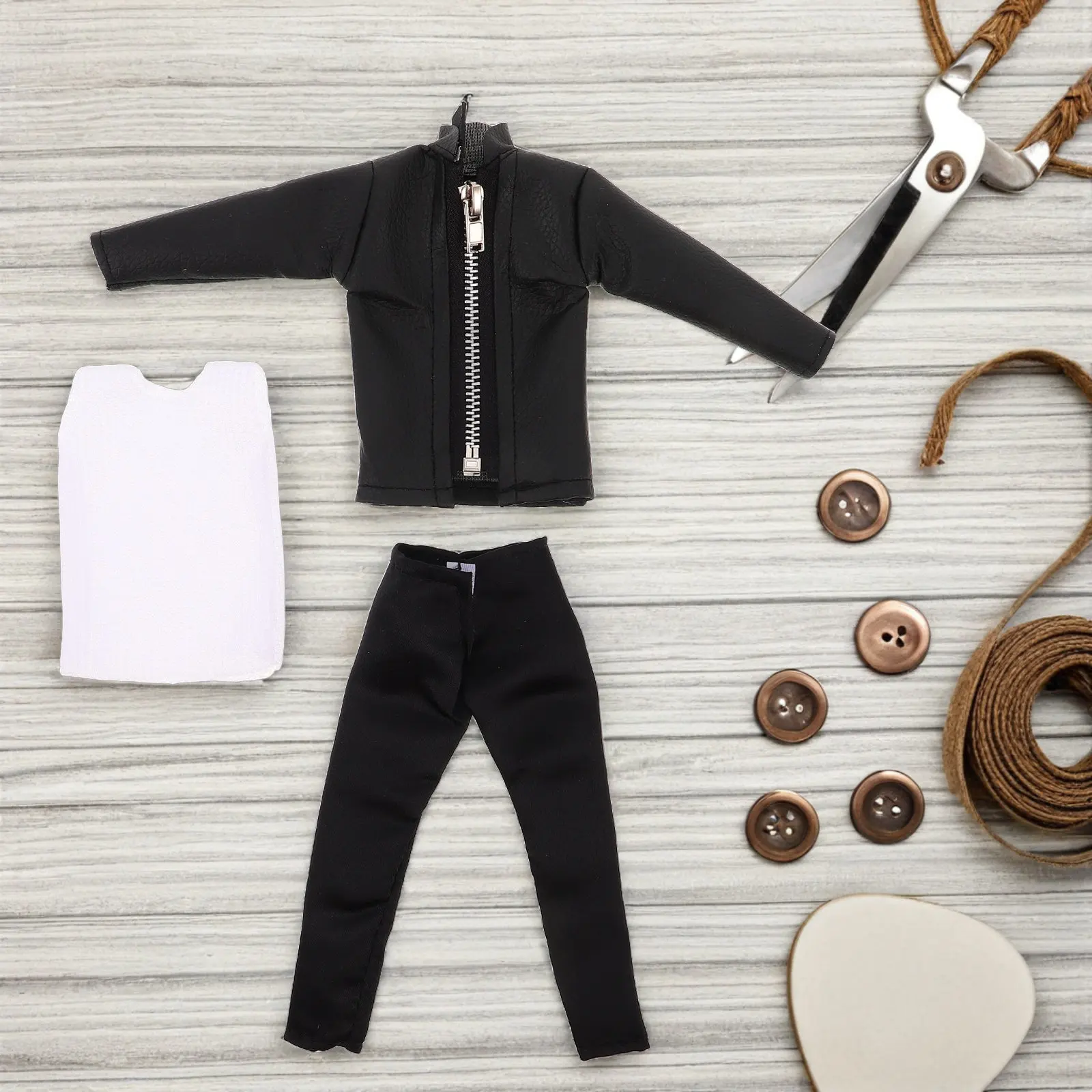 1Set PU-jasbroekoutfit Realistische jongenskledingset 30 cm bruidegompak voor rollenspelcollectie Jongenspakkleding