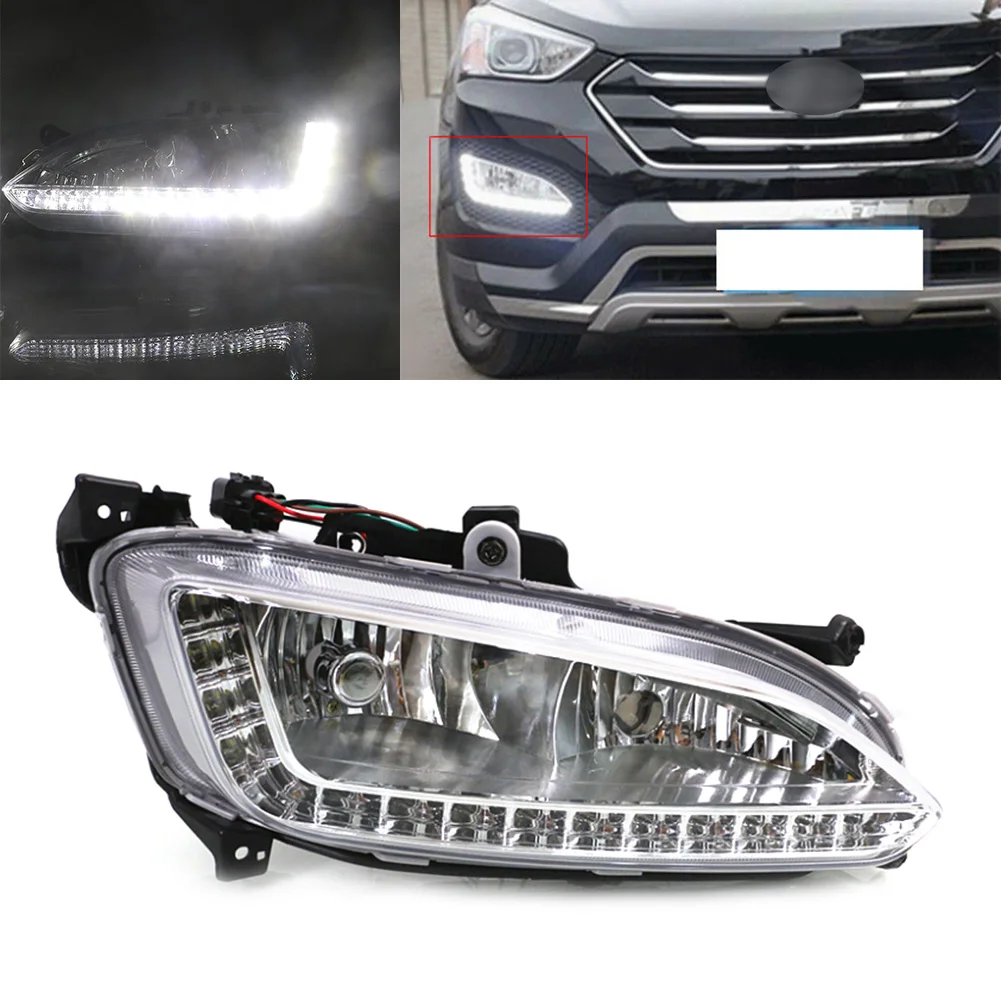 1pcs Left/Right Car Front LED DRL Daytime Running Light Fog Lamp Right For Hyundai IX45 Santa Fe 2013 2014 2015