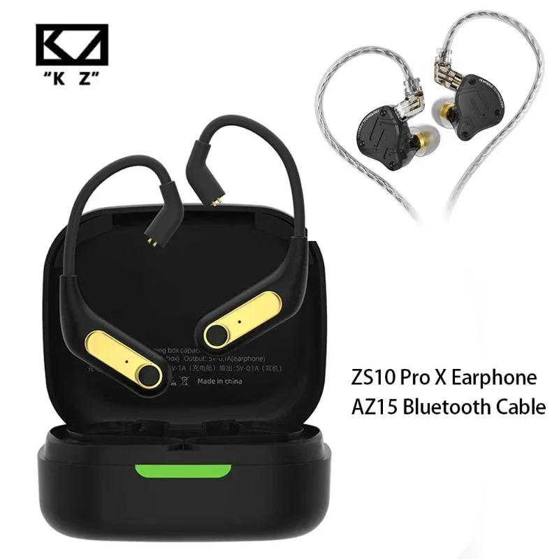 Внутриканальные наушники KZ ZS10 PRO X & AZ15 1DD + 4BA HiFi, металлическая гибридная Спортивная гарнитура с шумоподавлением и басами, Bluetooth-совместимость, 5.2 беспроводные